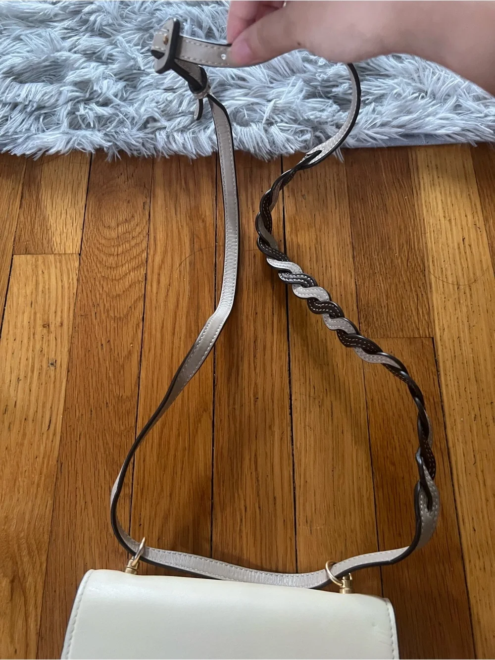 Tory Burch Colorblock Leather Crossbody Bag in White & Taupe